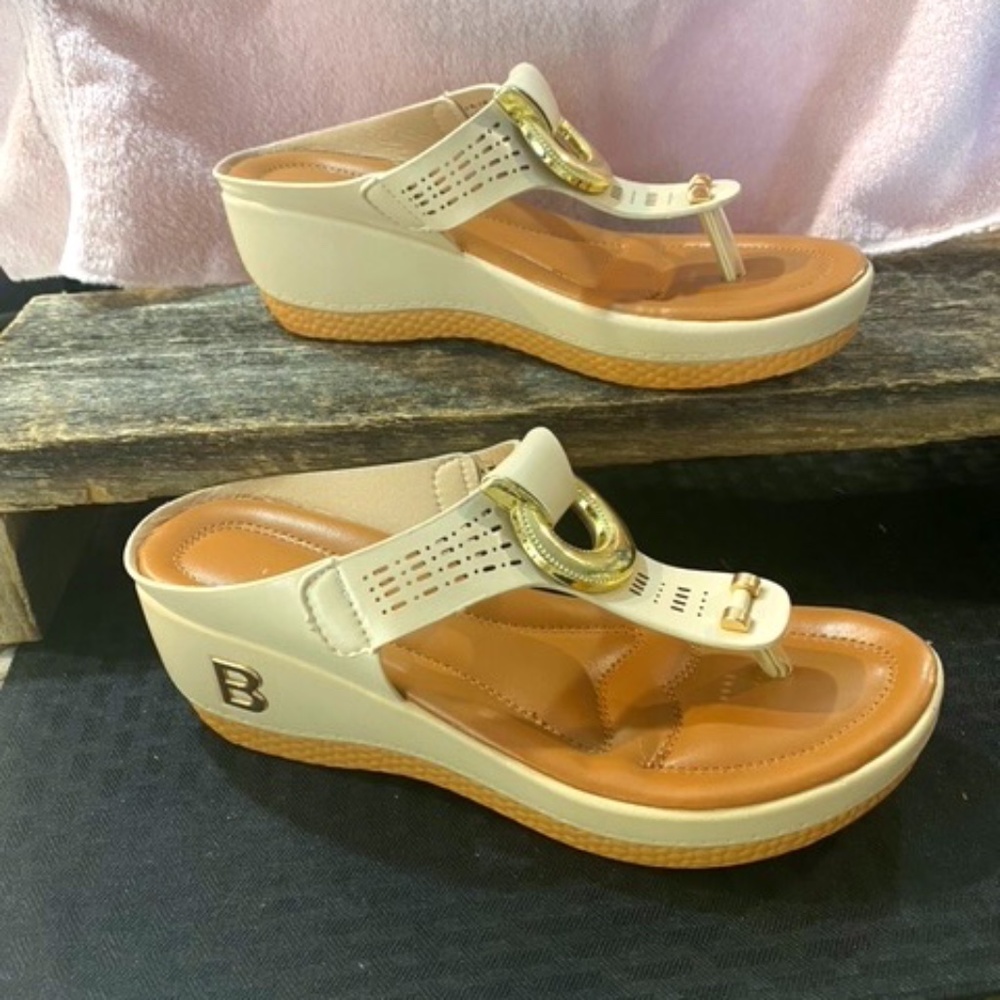 Tan and Gold Sandals